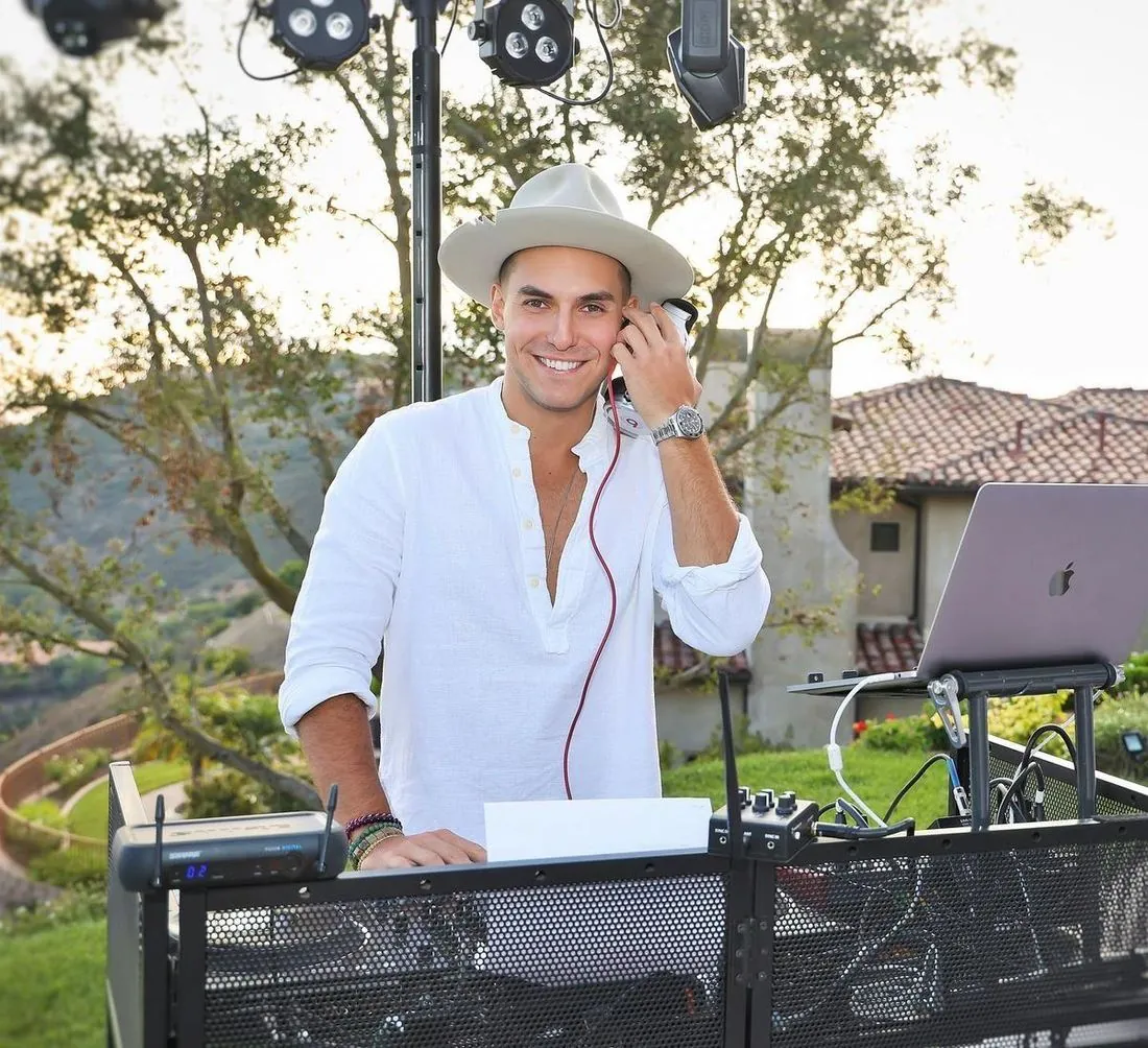 DJ set at an outdoor evening celebration
